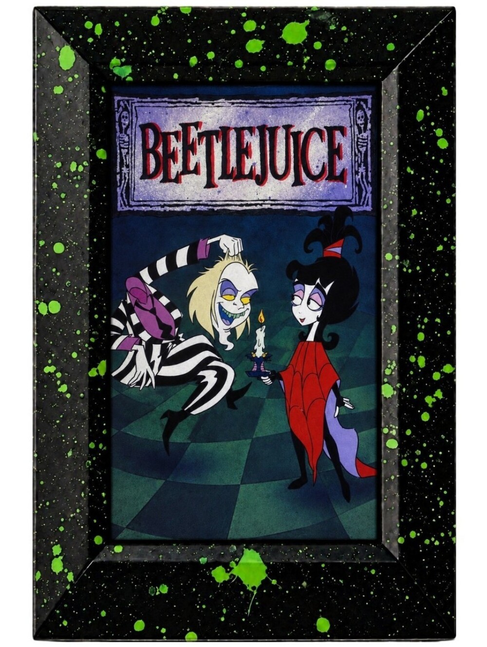 Beetlejuice Tim Burton Vintage 90s Lydia Deetz Cartoon Show Halloween Framed Art